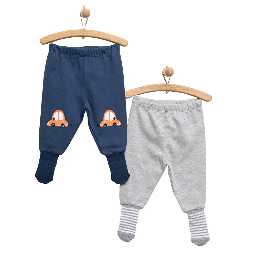 Erkek Bebek 2'li Çoraplı Pantolon İnterlok Kumaş