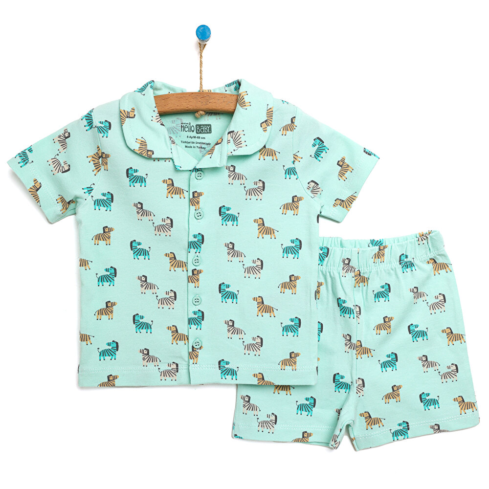 Basic Erkek Bebek Kısa Kol Gömlek Yaka Pijama Takımı