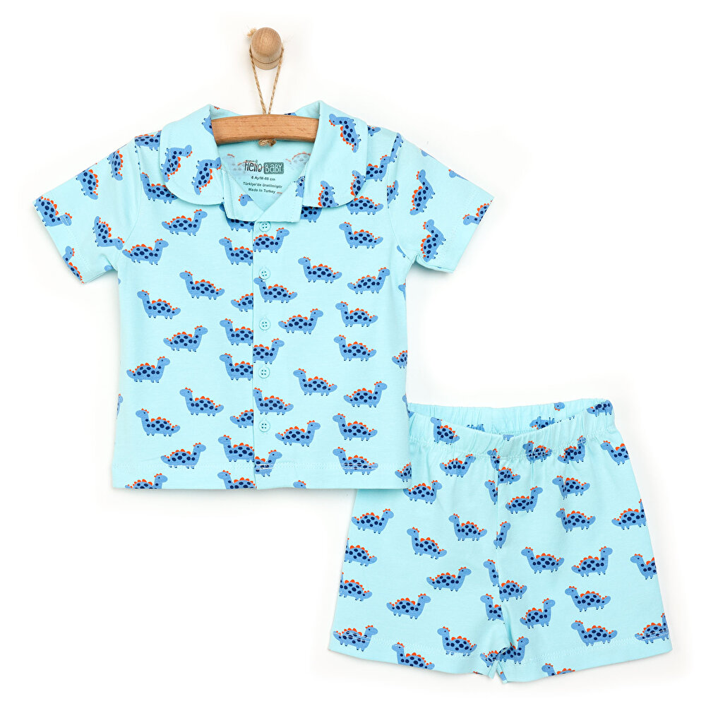 Basic Erkek Bebek Kısa Kol Gömlek Yaka Pijama Takımı