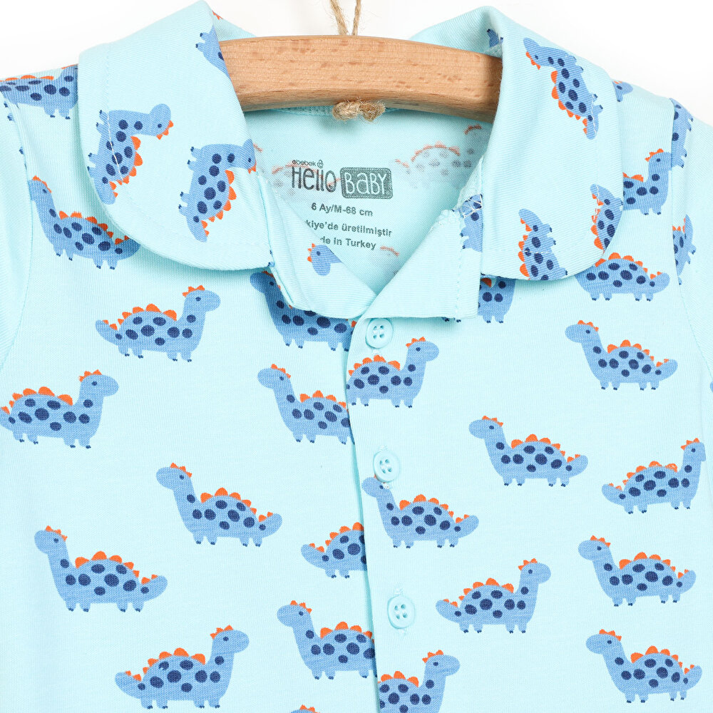 Basic Erkek Bebek Kısa Kol Gömlek Yaka Pijama Takımı