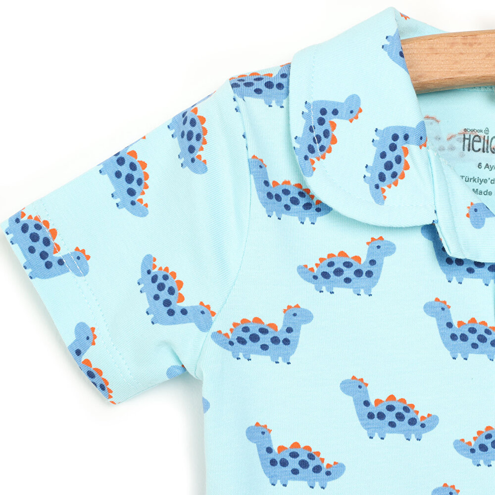 Basic Erkek Bebek Kısa Kol Gömlek Yaka Pijama Takımı