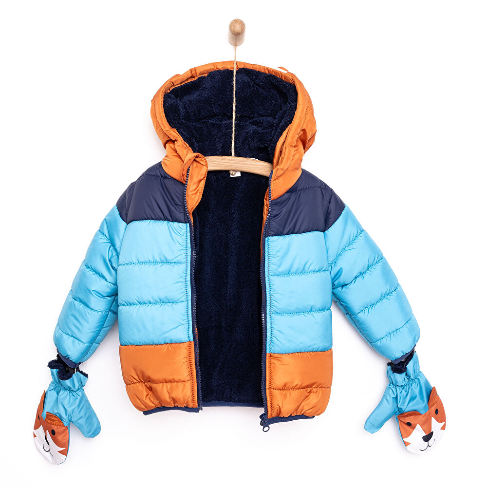 Basic Erkek Blok Desenli Tilki Eldivenli Mont Erkek Bebek