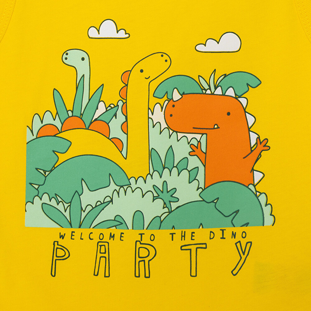 Basic Erkek Dinozor Partisi Baskılı Atlet Tshirt Erkek Bebek