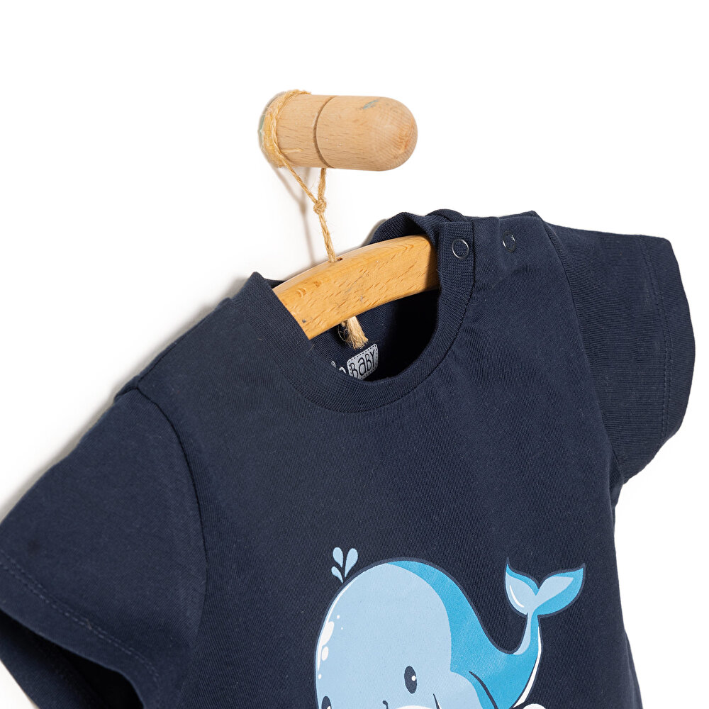 Basic Erkek Hello Balina Baskılı T-Shirt Erkek Bebek
