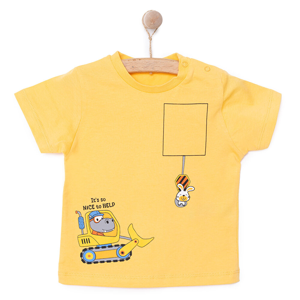 Basic Erkek İş Makinesi Baskılı T-Shirt Erkek Bebek
