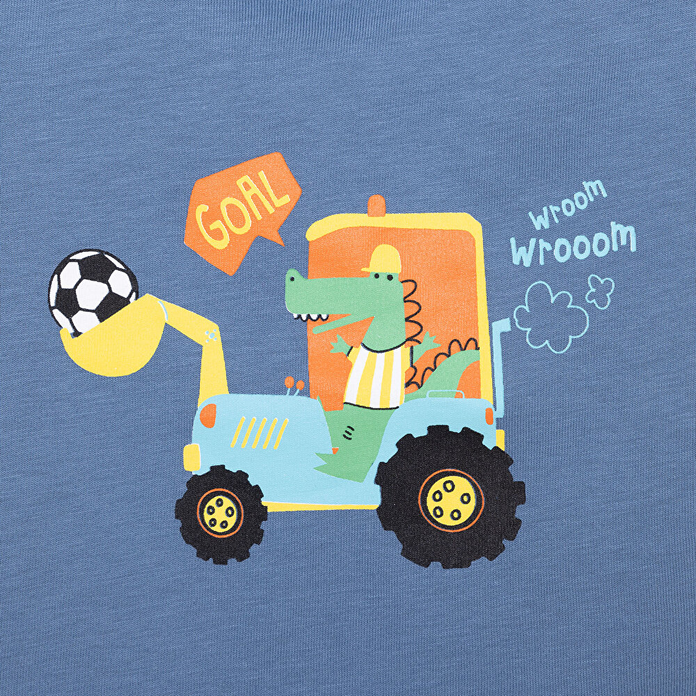 Basic Erkek Kepçe Arabası Baskılı T-Shirt Erkek Bebek