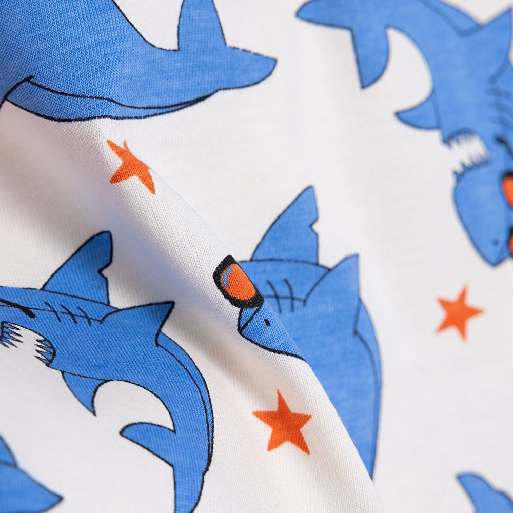 Basic Erkek Köpek Balığı Baskılı T-Shirt Erkek Bebek