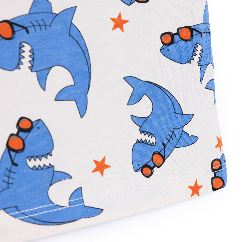 Basic Erkek Köpek Balığı Baskılı T-Shirt Erkek Bebek