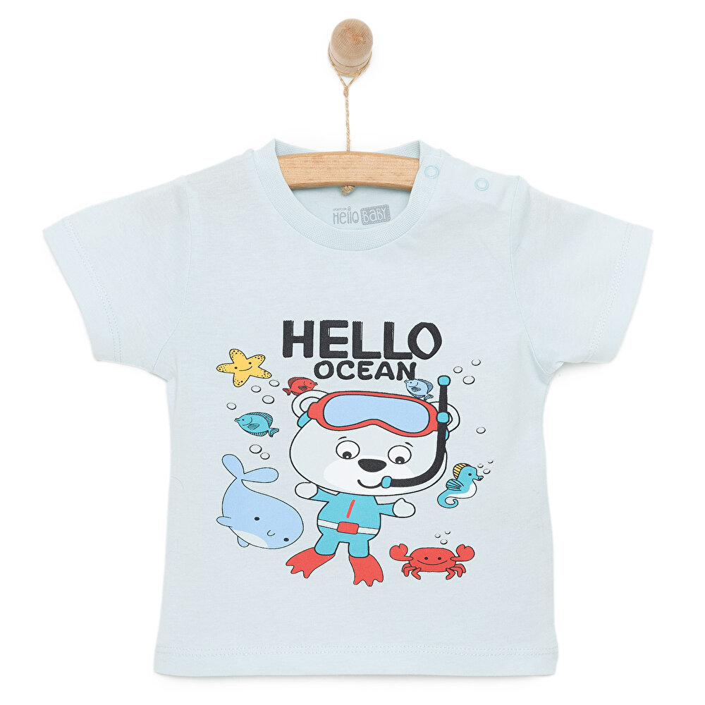 Basic Erkek Okyanus Baskılı T-Shirt Erkek Bebek