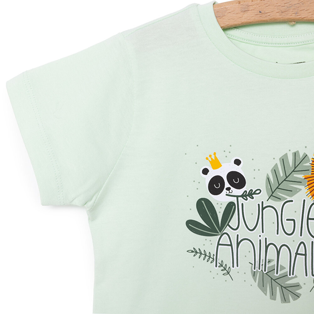 Basic Erkek Orman Hayvanları Baskılı T-Shirt Erkek Bebek