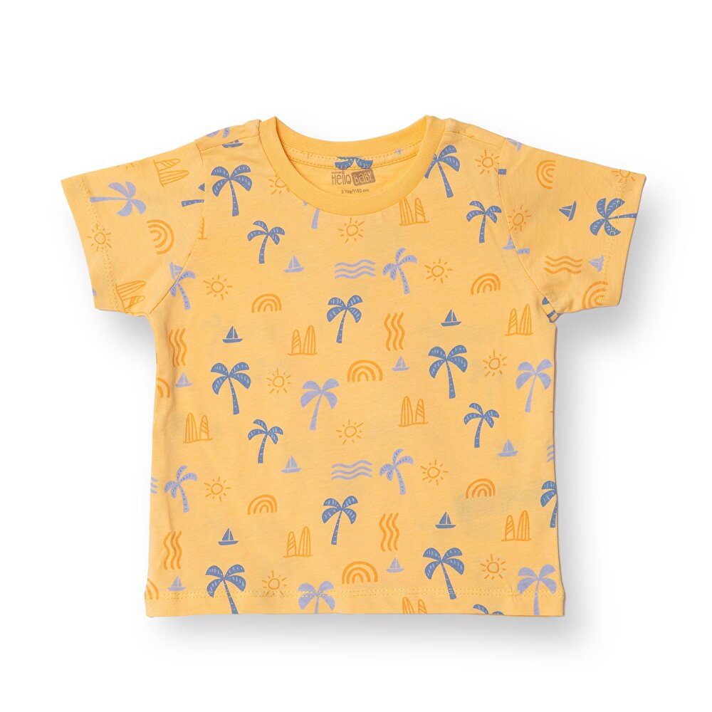 Basic Erkek Palmiye Ağacı Baskılı T-Shirt Erkek Bebek
