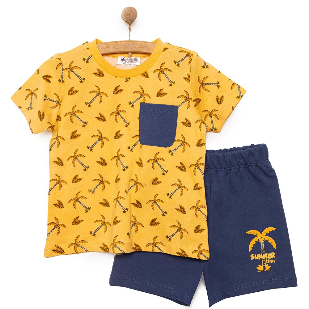 Basic Erkek Palmiye Desenli Şortlu Takım Erkek Bebek