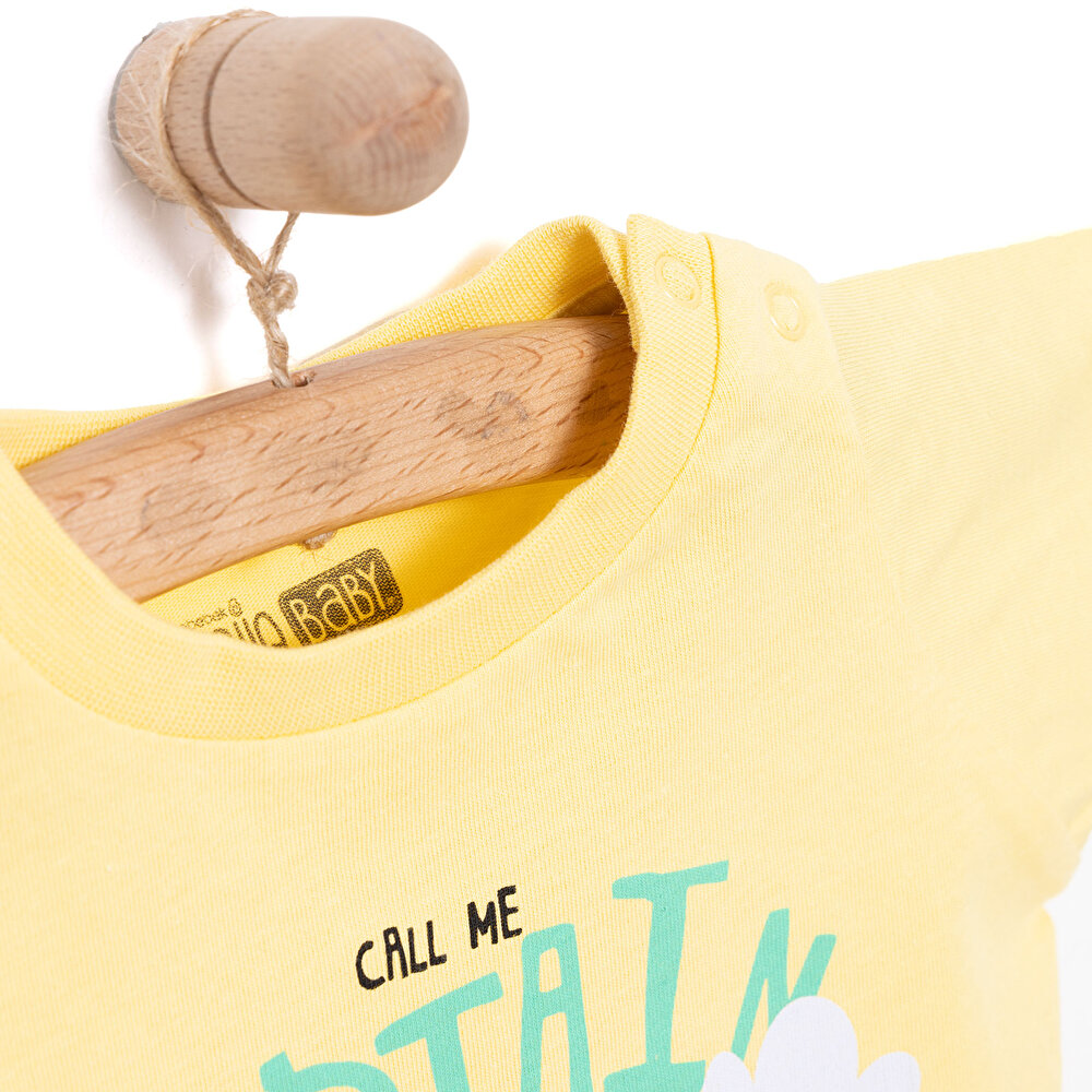 Basic Erkek Pilot Zürafa Baskılı T-Shirt Erkek Bebek