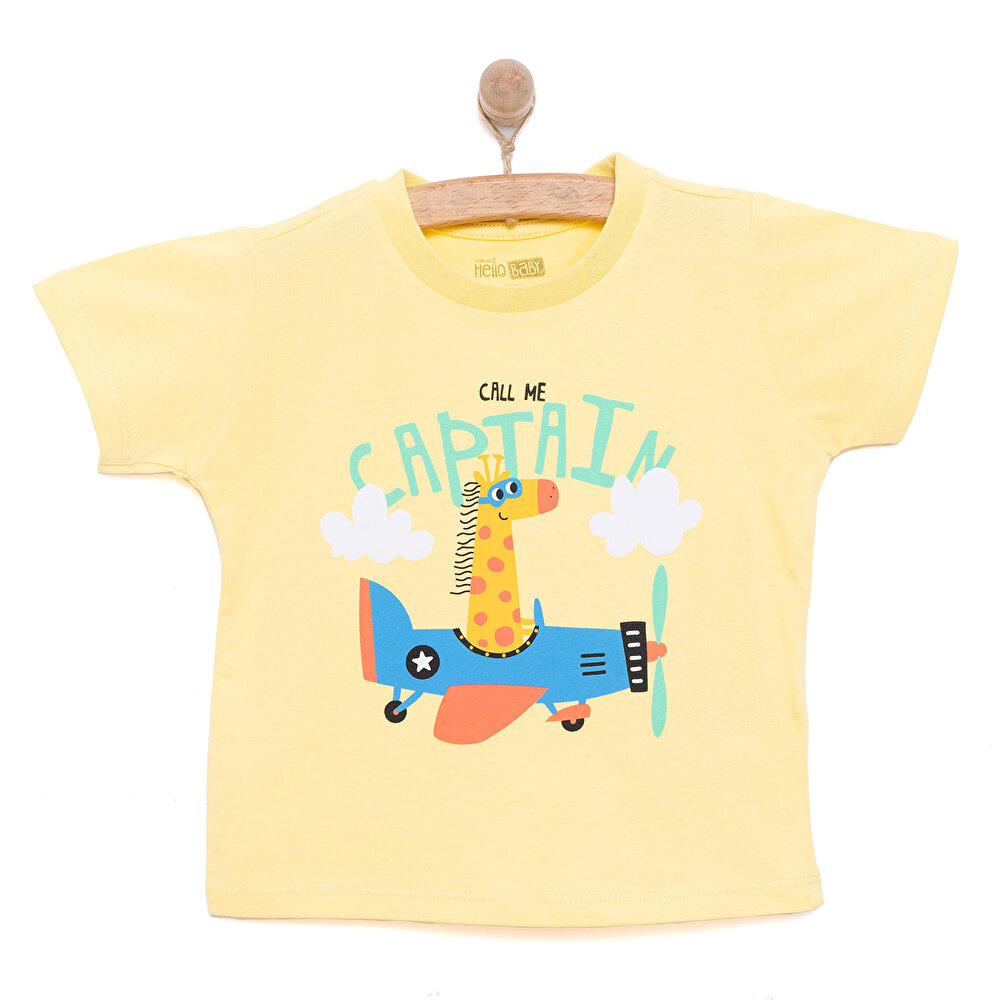 Basic Erkek Pilot Zürafa Baskılı T-Shirt Erkek Bebek