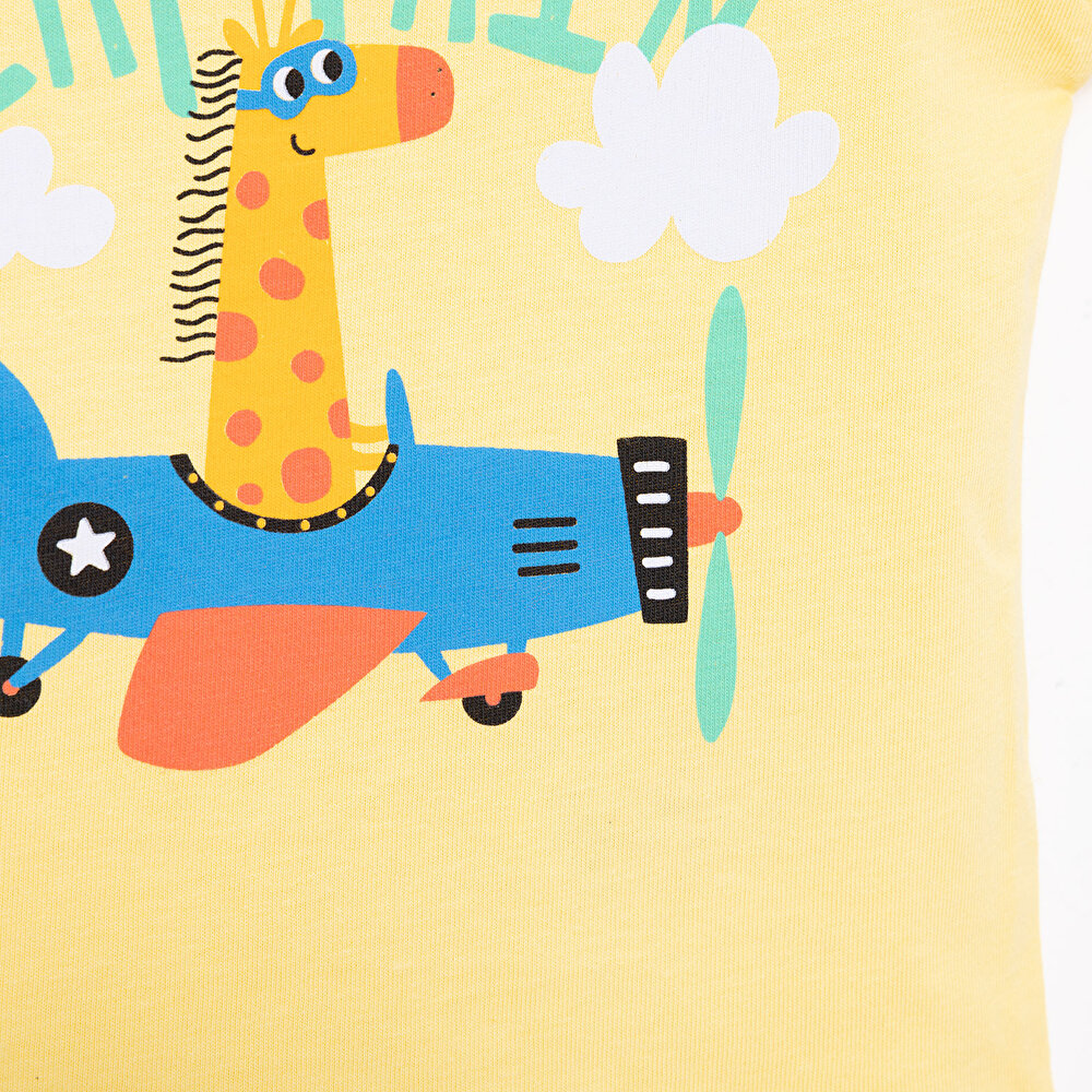 Basic Erkek Pilot Zürafa Baskılı T-Shirt Erkek Bebek