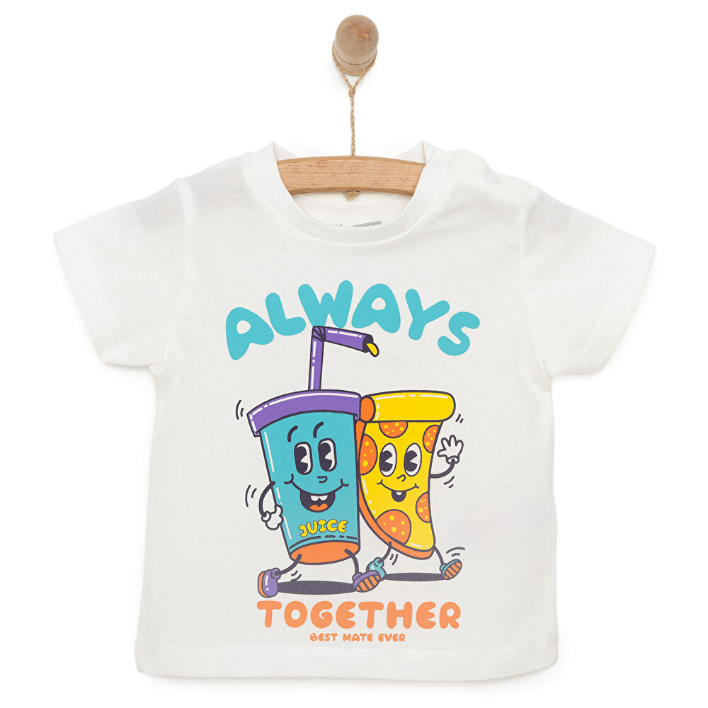 Basic Erkek Pizza Baskılı T-Shirt Erkek Bebek