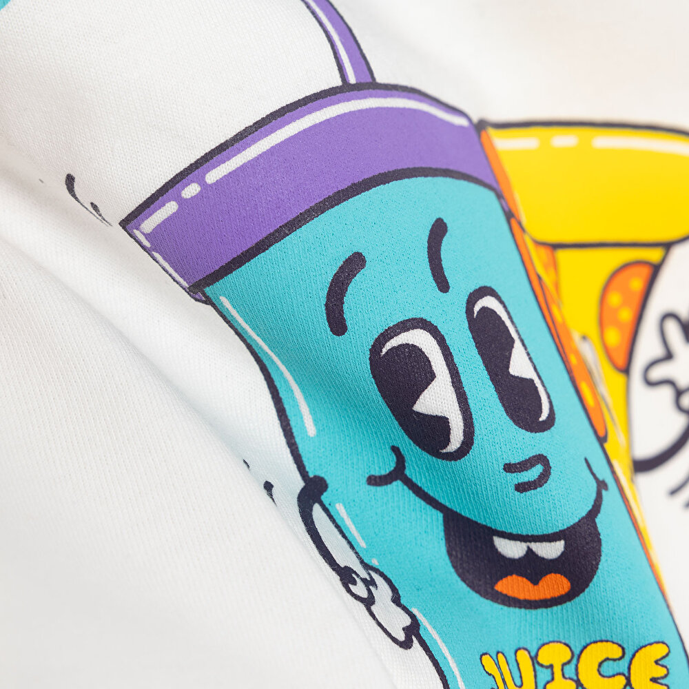Basic Erkek Pizza Baskılı T-Shirt Erkek Bebek