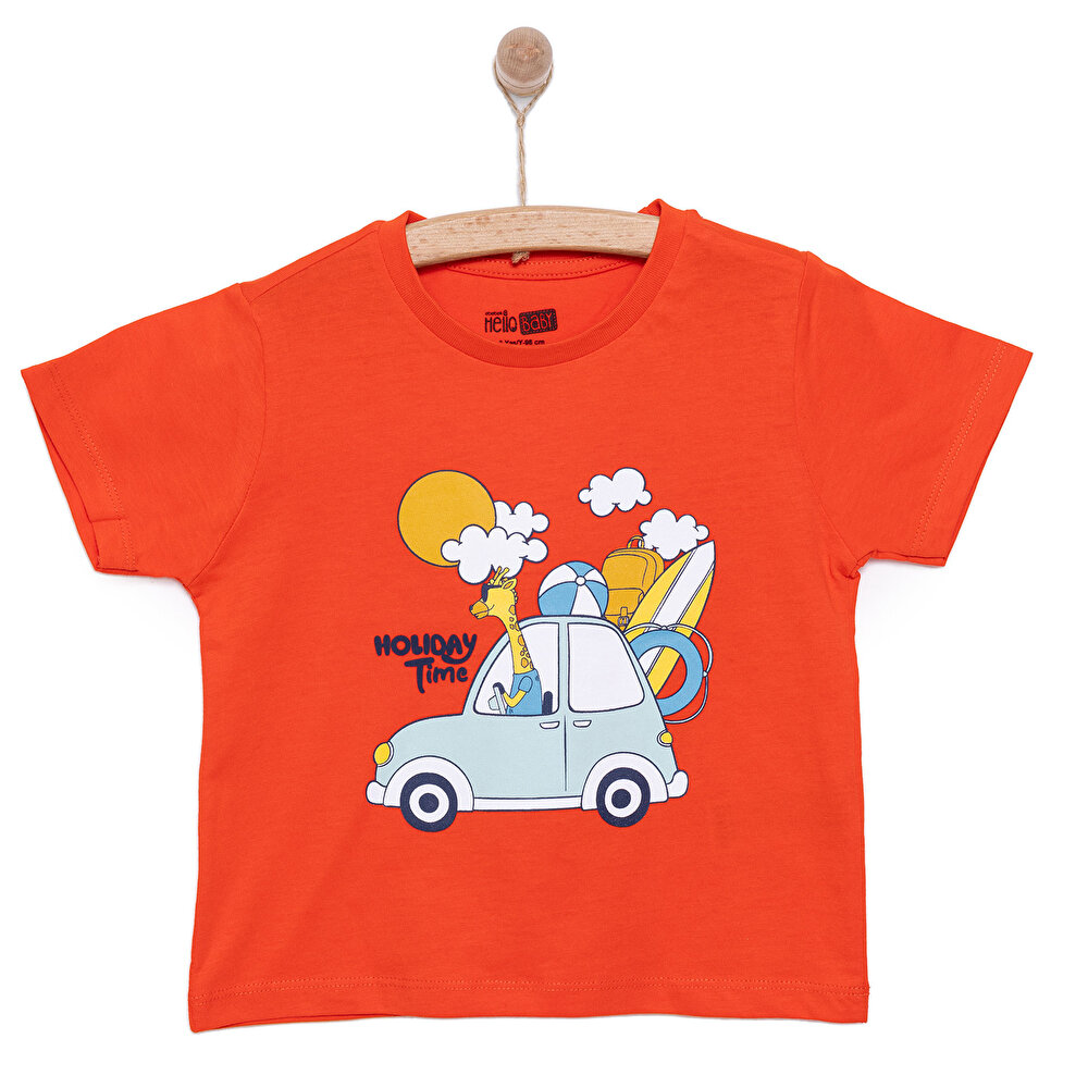 Basic Erkek Tatil ve Zürafa Baskılı T-Shirt Erkek Bebek