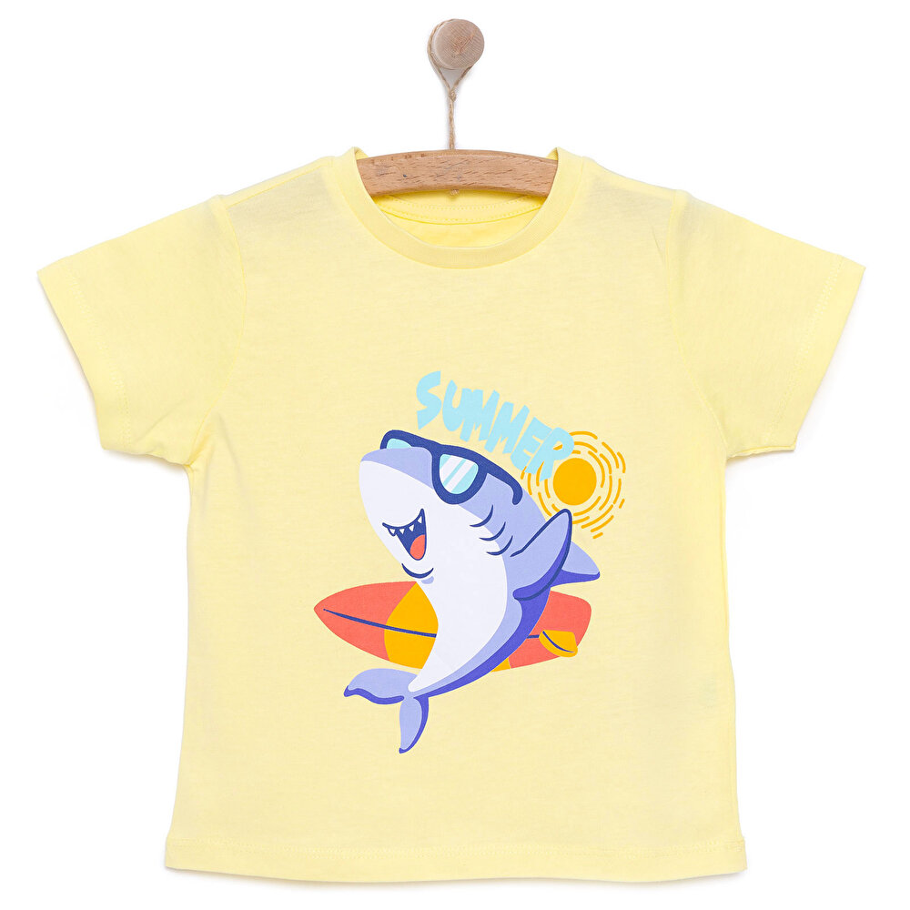 Basic Erkek Yaz Köpek Balığı Baskılı T-Shirt Erkek Bebek
