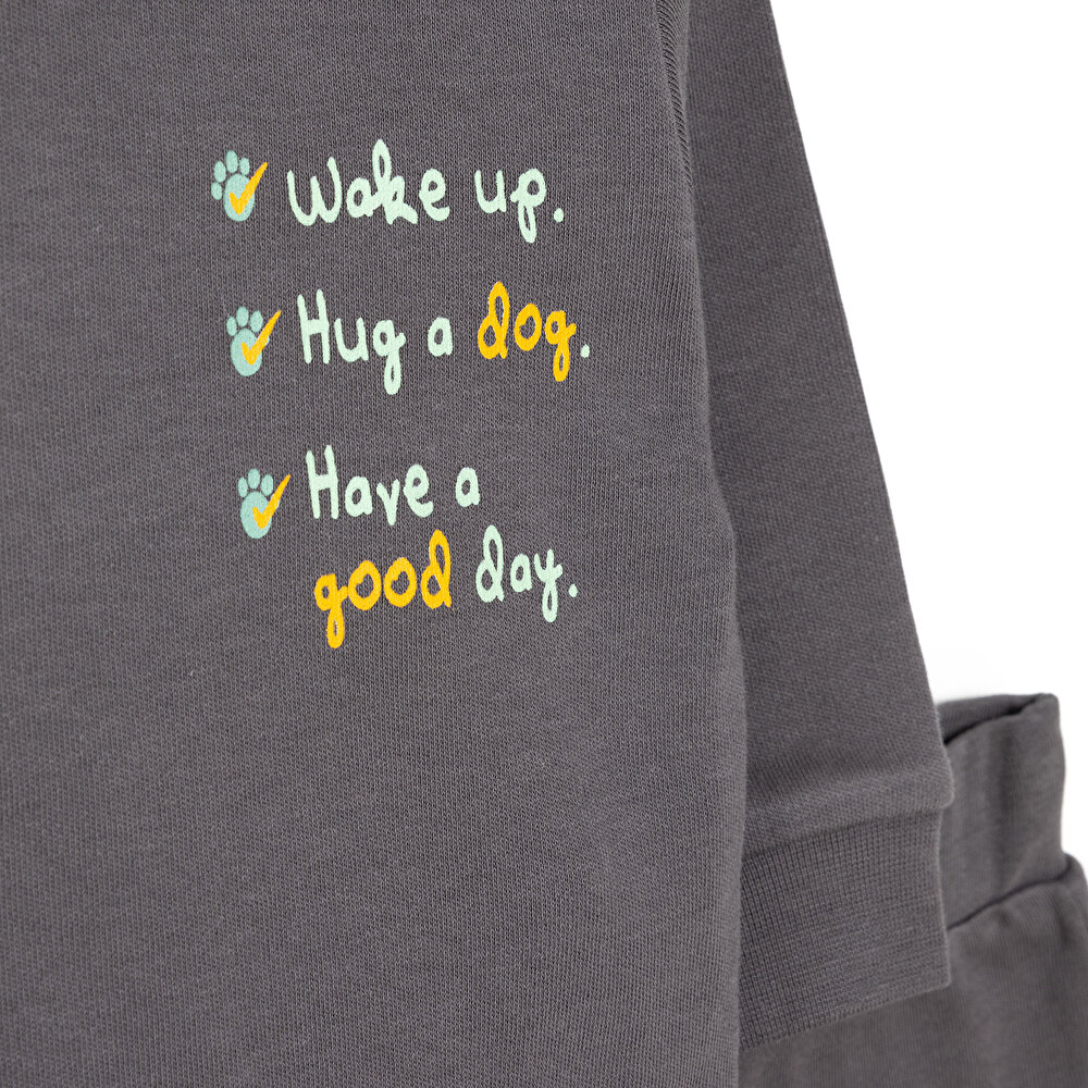 Erkek Bebek İnterlok Yazılı Baskılı Bisiklet Yaka Uzun Kol Antrasit