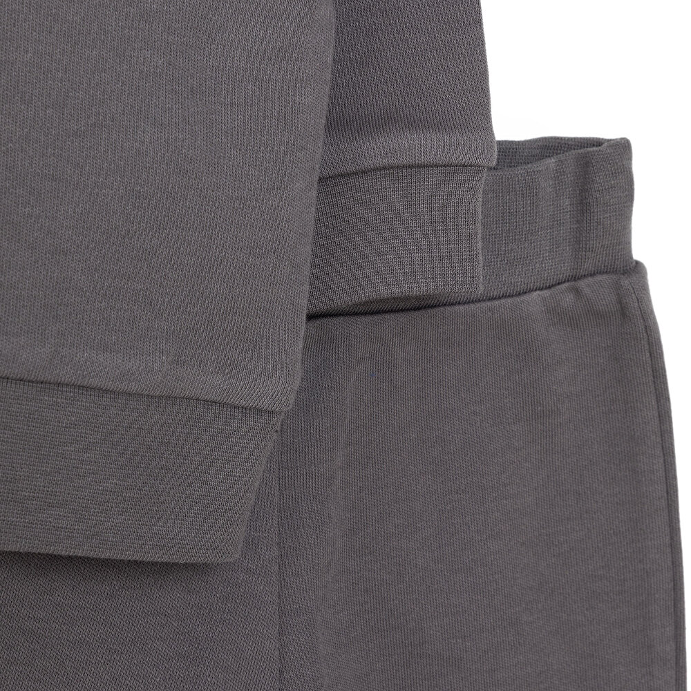 Erkek Bebek İnterlok Yazılı Baskılı Bisiklet Yaka Uzun Kol Antrasit