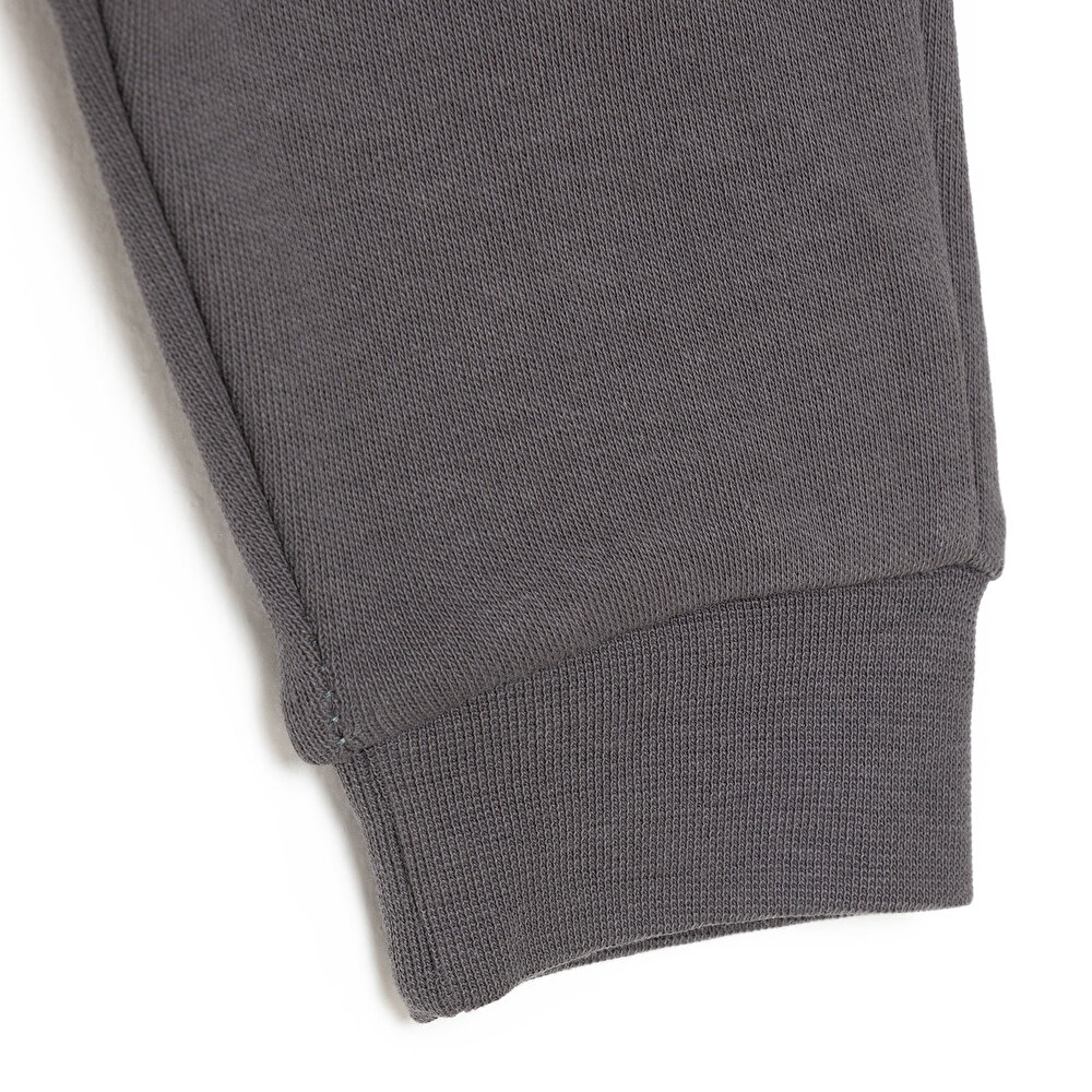 Erkek Bebek İnterlok Yazılı Baskılı Bisiklet Yaka Uzun Kol Antrasit