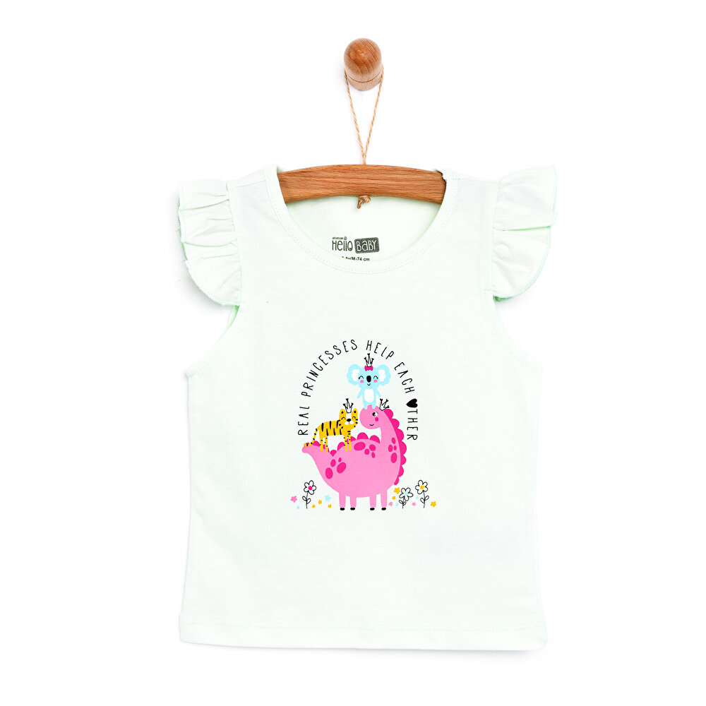 Basic Hayvan Baskılı Atlet Tshirt Kız Bebek