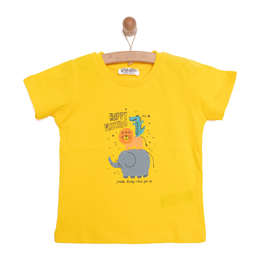 Basic Hayvan Baskılı Tshirt Erkek Bebek