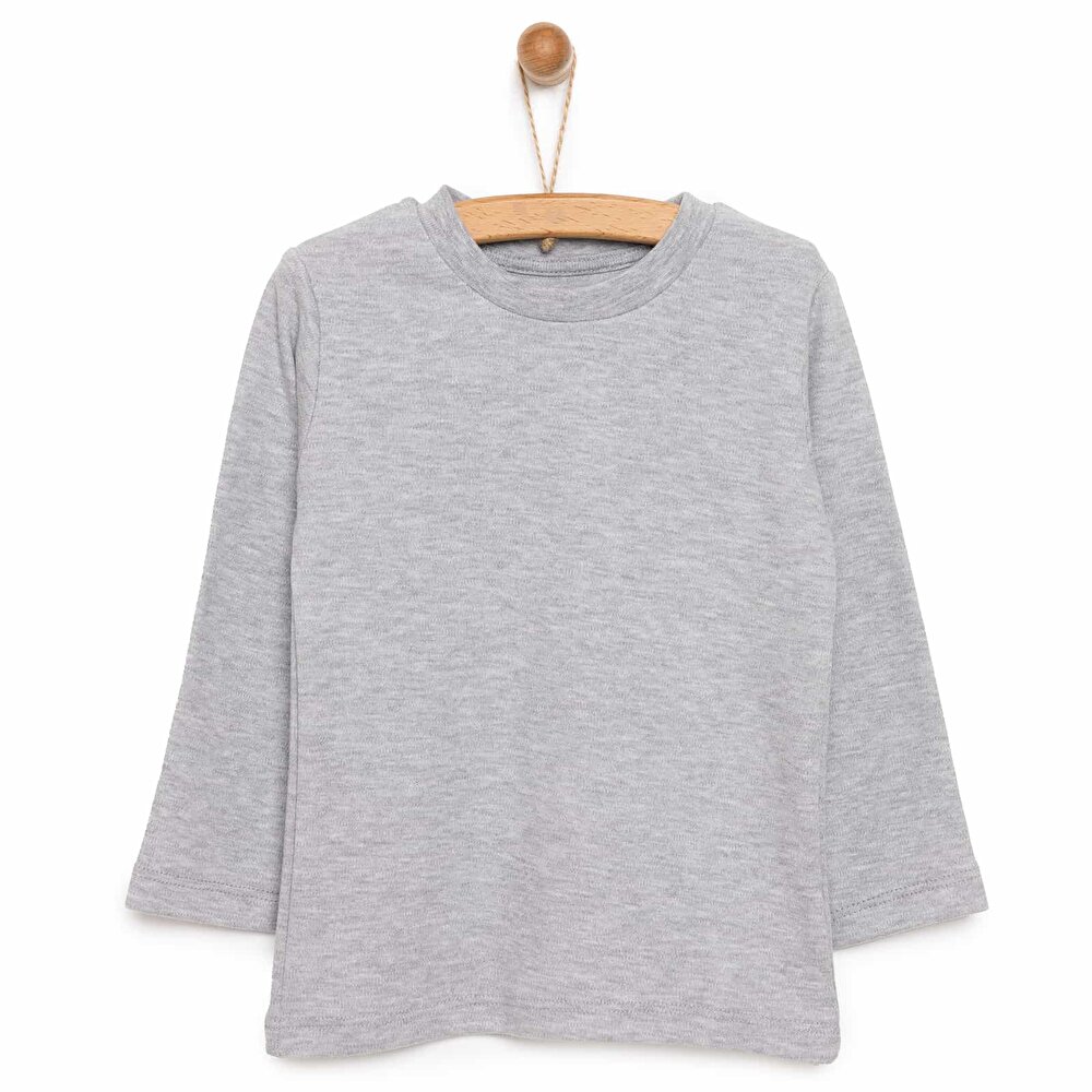 Unisex Bebek Tişört İnterlok Çıtçıtlı Bisiklet Yaka Uzun Kol Beyaz