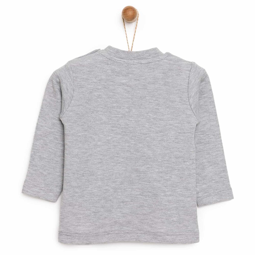 Unisex Bebek Tişört İnterlok Çıtçıtlı Bisiklet Yaka Uzun Kol Beyaz