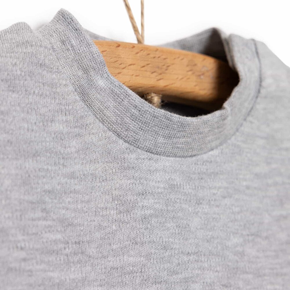 Unisex Bebek Tişört İnterlok Çıtçıtlı Bisiklet Yaka Uzun Kol Beyaz