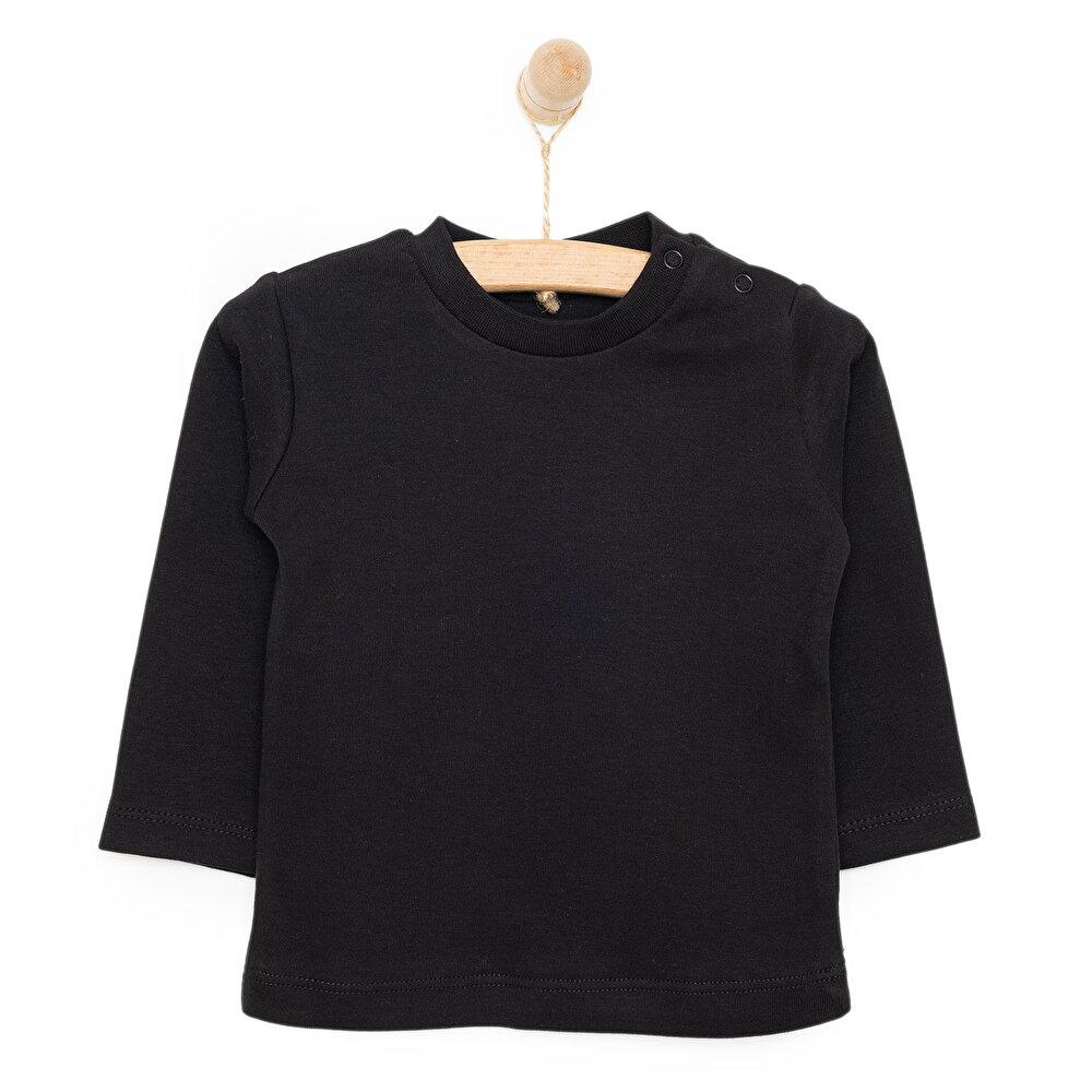 Unisex Tişört İnterlok Çıtçıtlı Bisiklet Yaka Uzun Kol