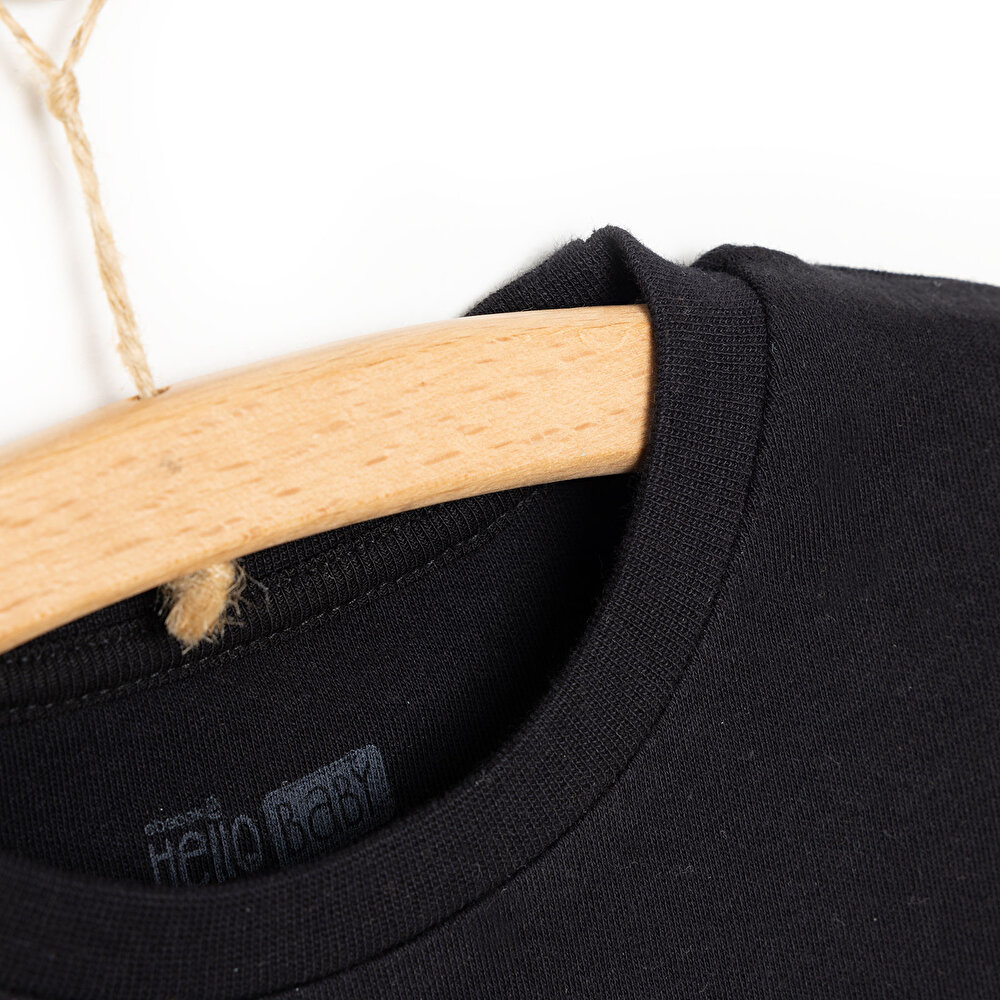 Unisex Tişört İnterlok Çıtçıtlı Bisiklet Yaka Uzun Kol