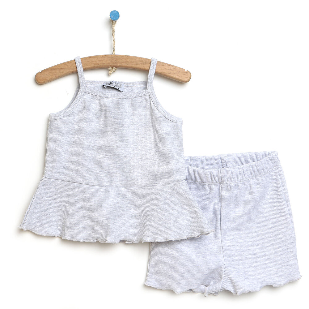 Basic İp Askılı Tshirt-Şort Takım Kız Bebek