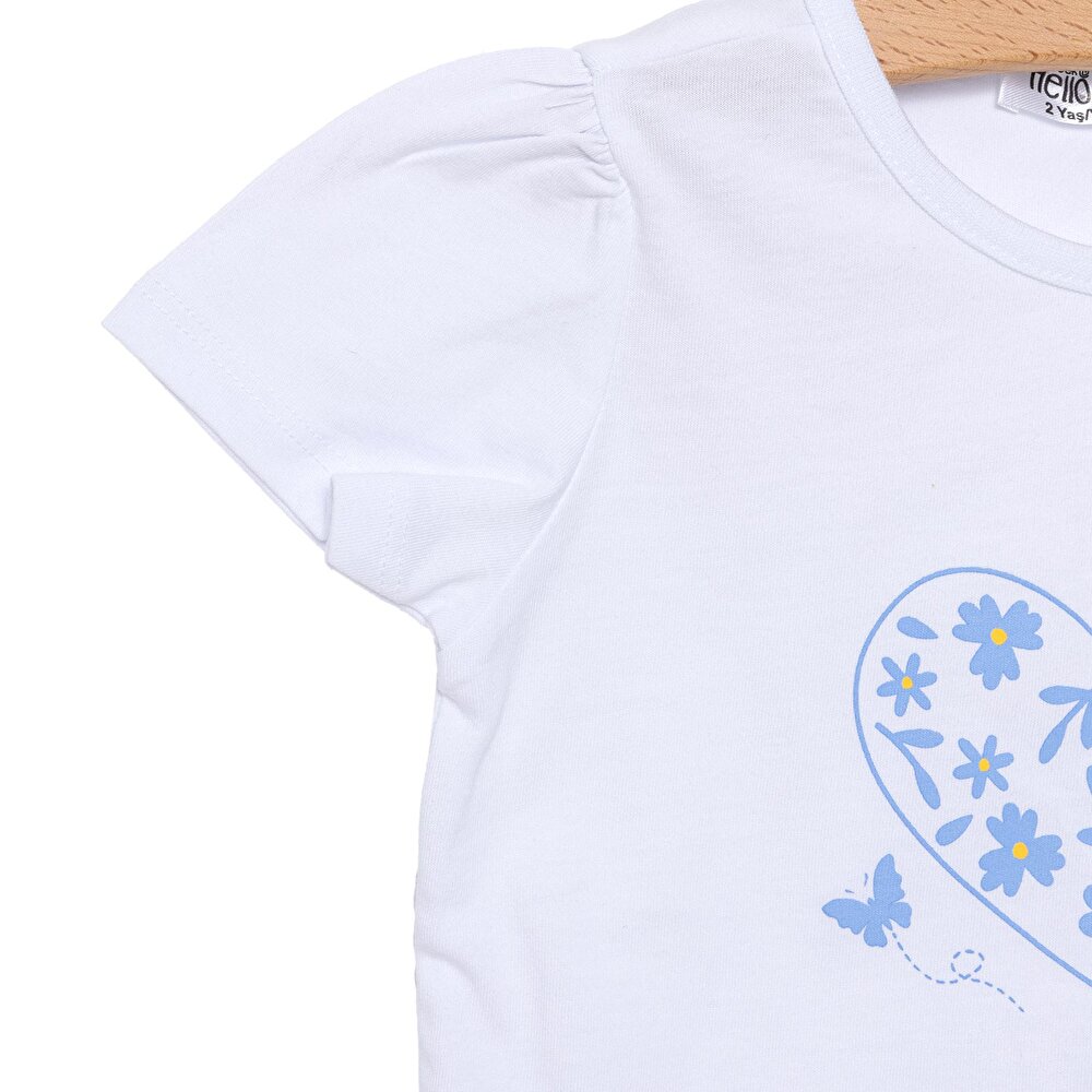 Basic Kalp ve Çiçek Baskılı Şortlu Takım Kız Bebek