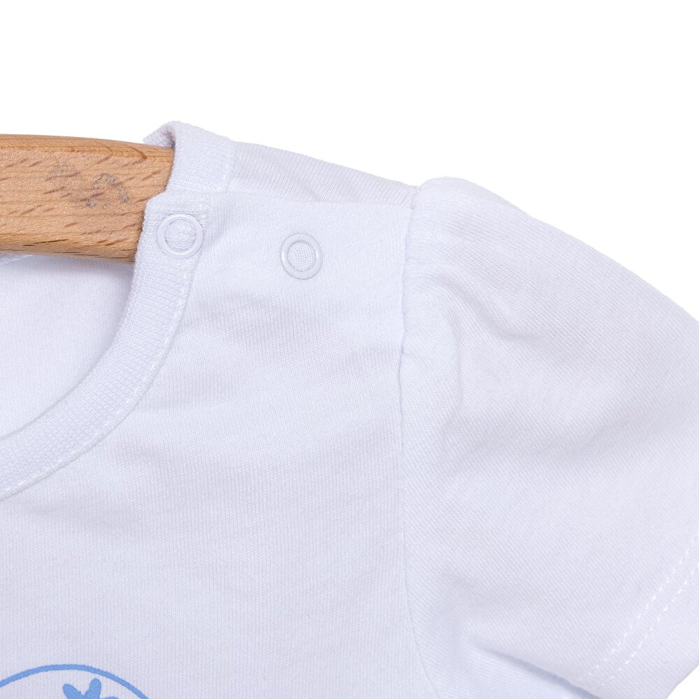 Basic Kalp ve Çiçek Baskılı Şortlu Takım Kız Bebek