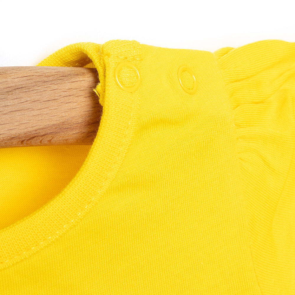 Basic Kedili Gökkuşağı Baskılı Tshirt Kız Bebek