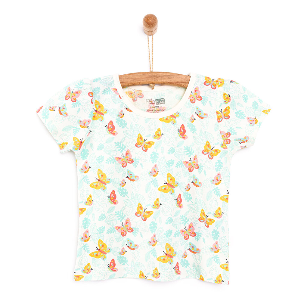 Basic Kelebek Baskılı Tshirt Kız Bebek