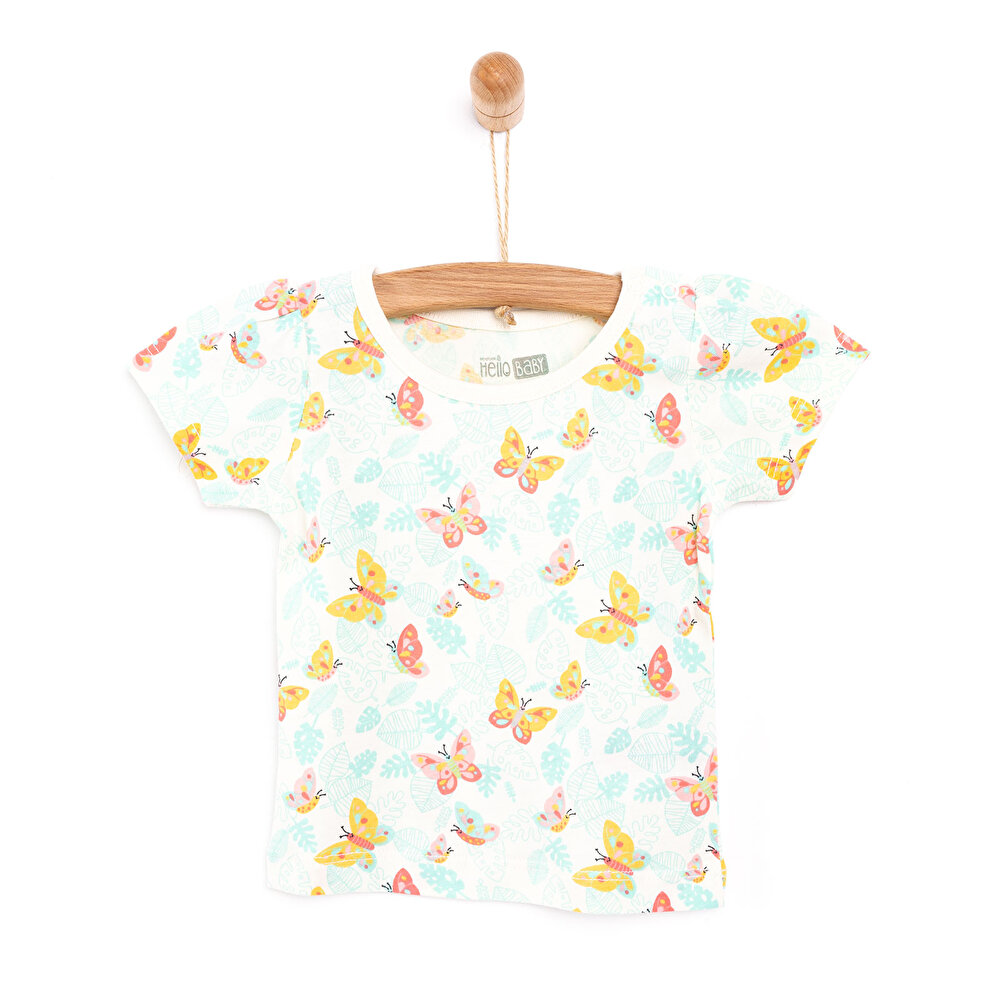 Basic Kelebek Baskılı Tshirt Kız Bebek
