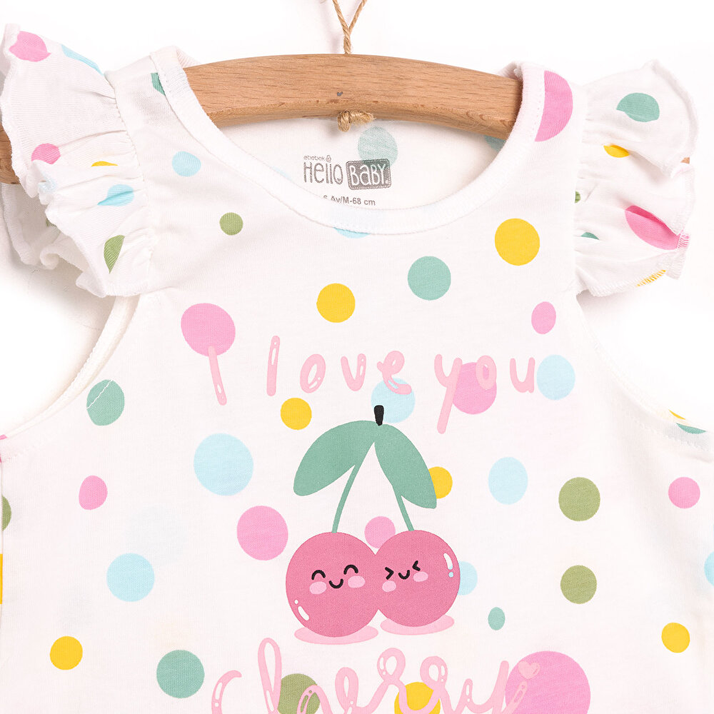 Basic Kiraz Baskılı Fırfırlı Atlet-Şort Kız Bebek