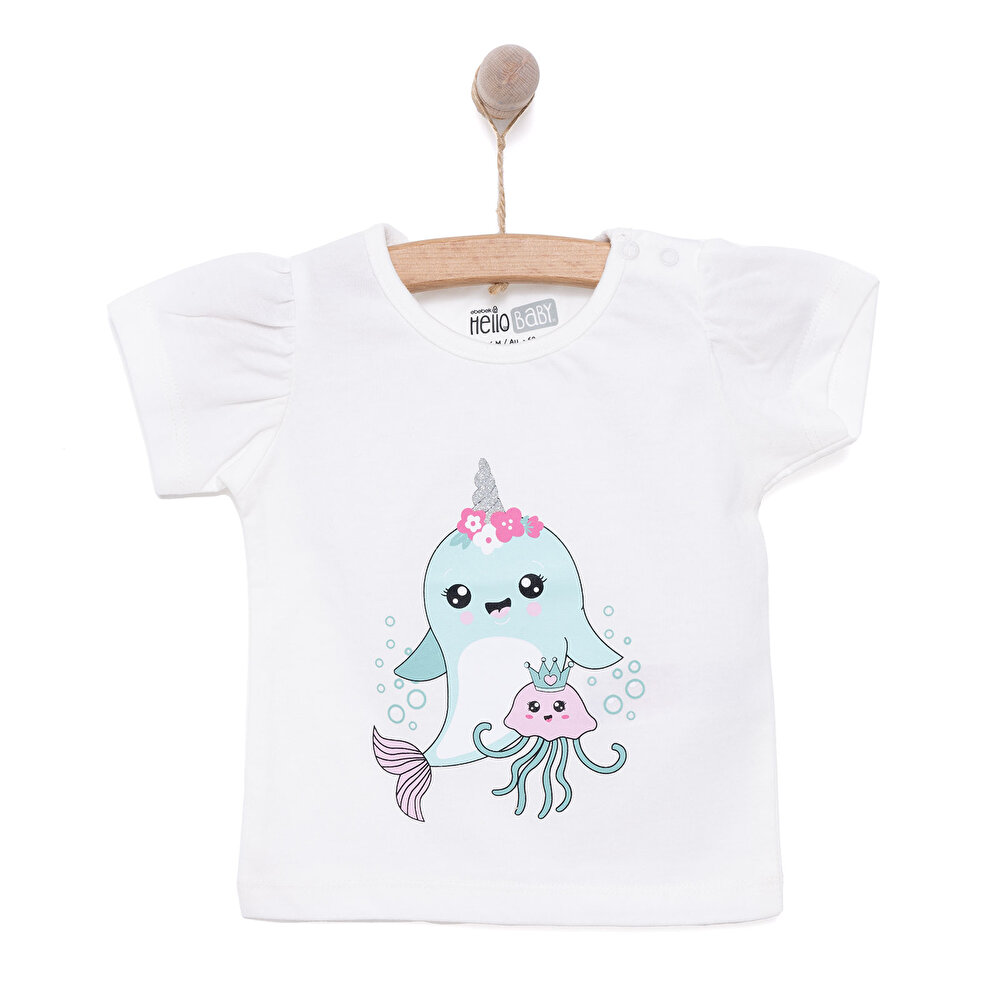 Basic Kız Balina Baskılı T-Shirt Kız Bebek