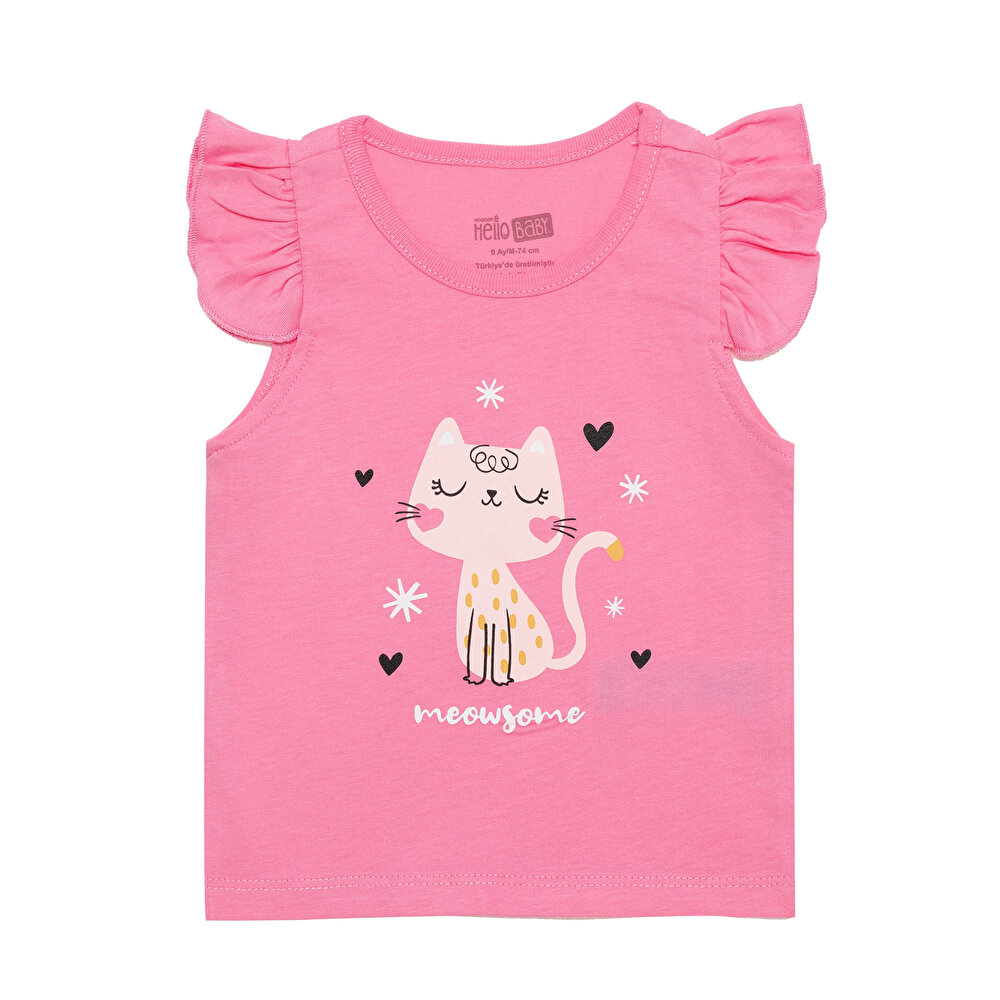 Basic Kız Baskılı Atlet T-shirt Kız Bebek