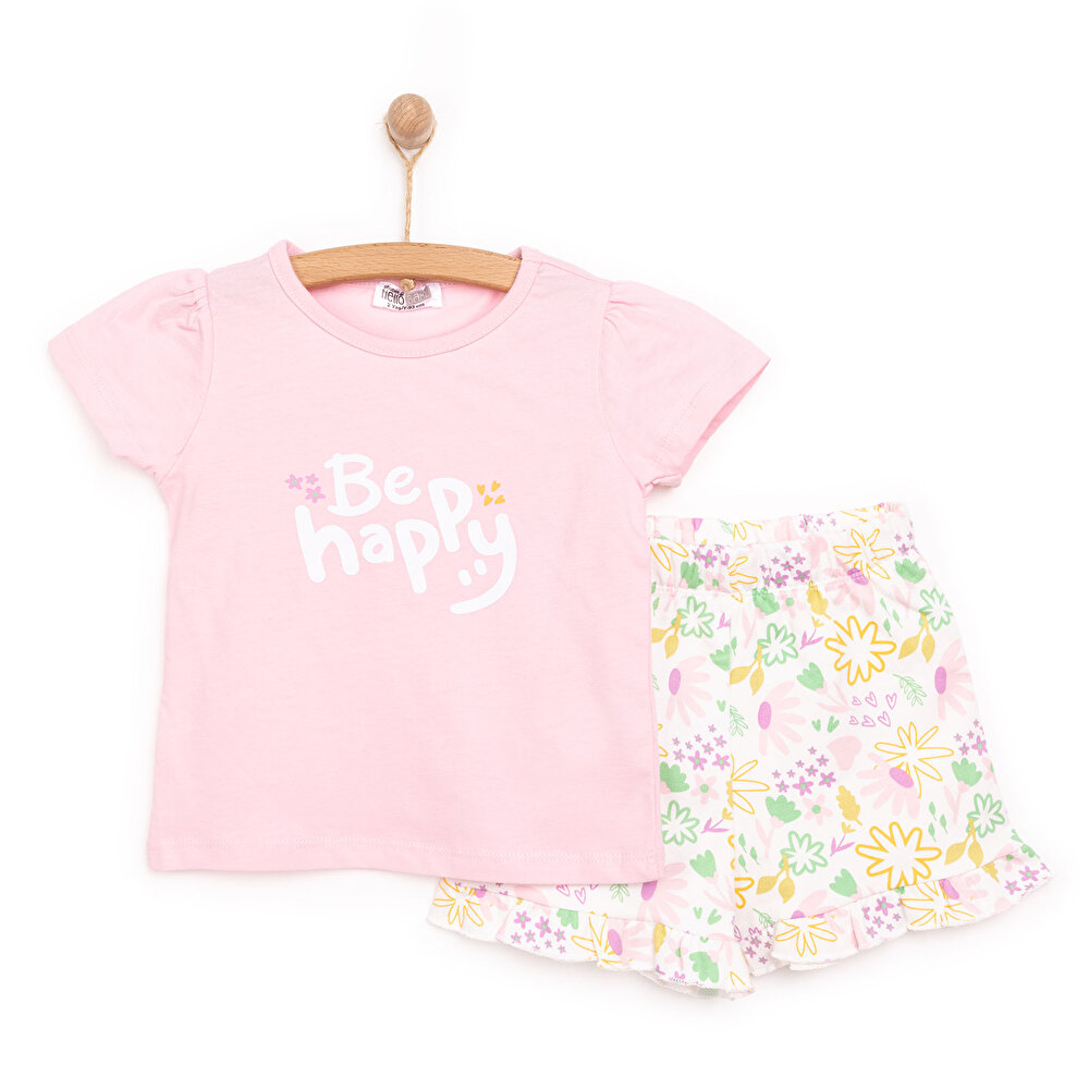 Basic Kız Be Happy Baskılı Tshirt-Şort Kız Bebek