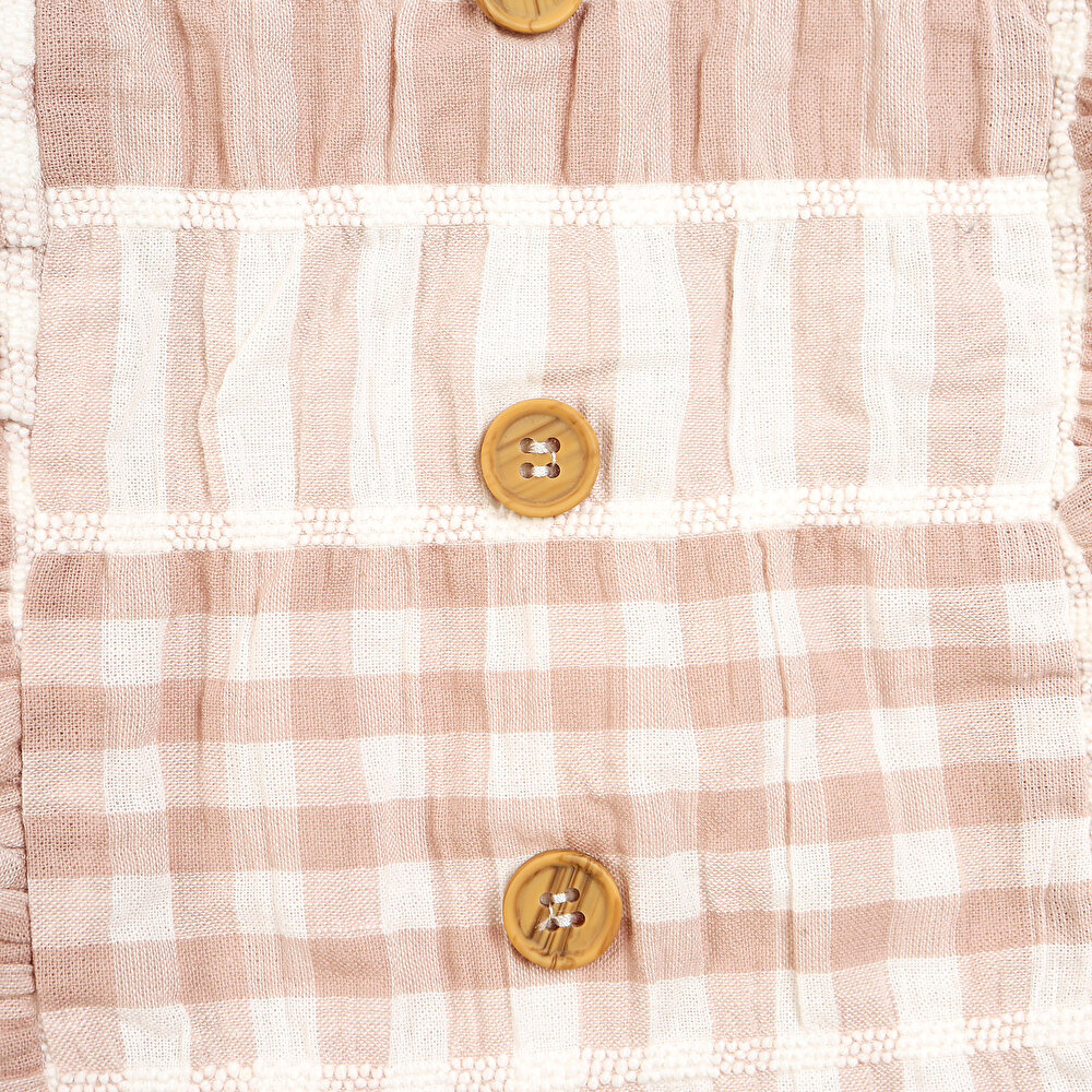 Basic Kız Bebek Düğmeli Fırfırlı Elbise Kız Bebek