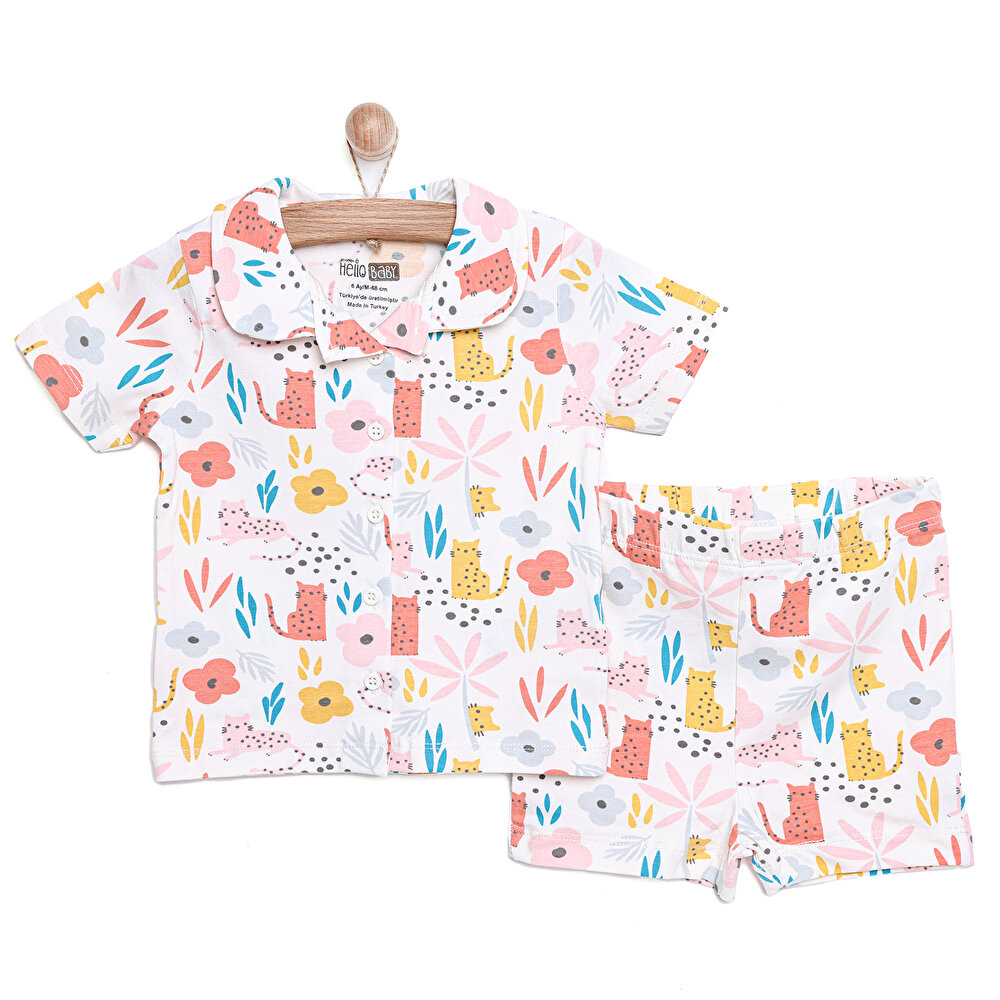 Basic Kız Bebek Kısa Kol Gömlek Yaka Pijama Takımı