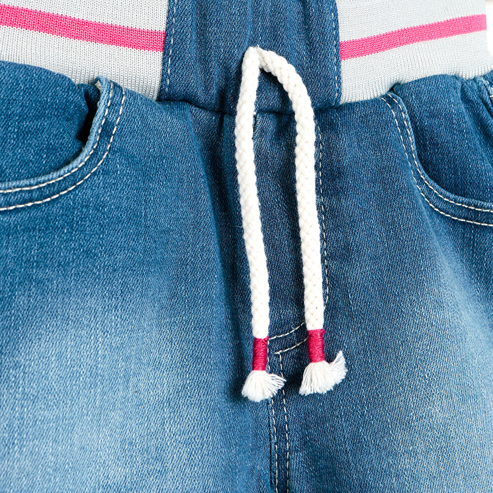 Basic Kız Bebek Lastikli Denim Şort