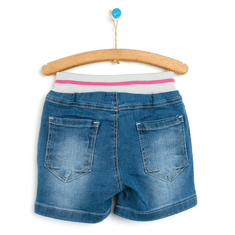 Basic Kız Bebek Lastikli Denim Şort