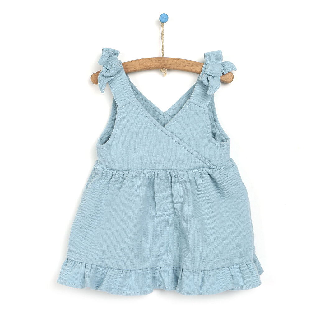 Basic Kız Bebek Müslin Fiyonklu Elbise Kız Bebek