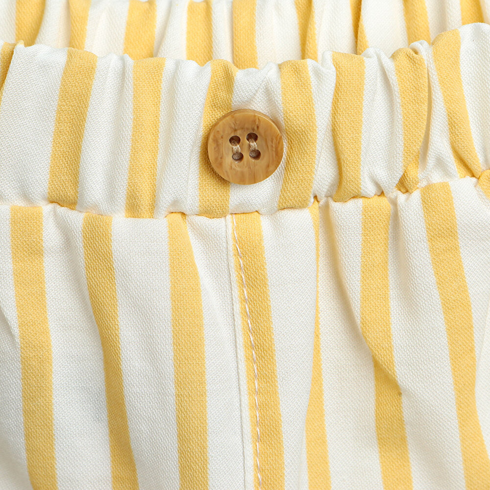 Basic Kız Bebek Sarı Çizgili Bermuda Şort Kız Bebek