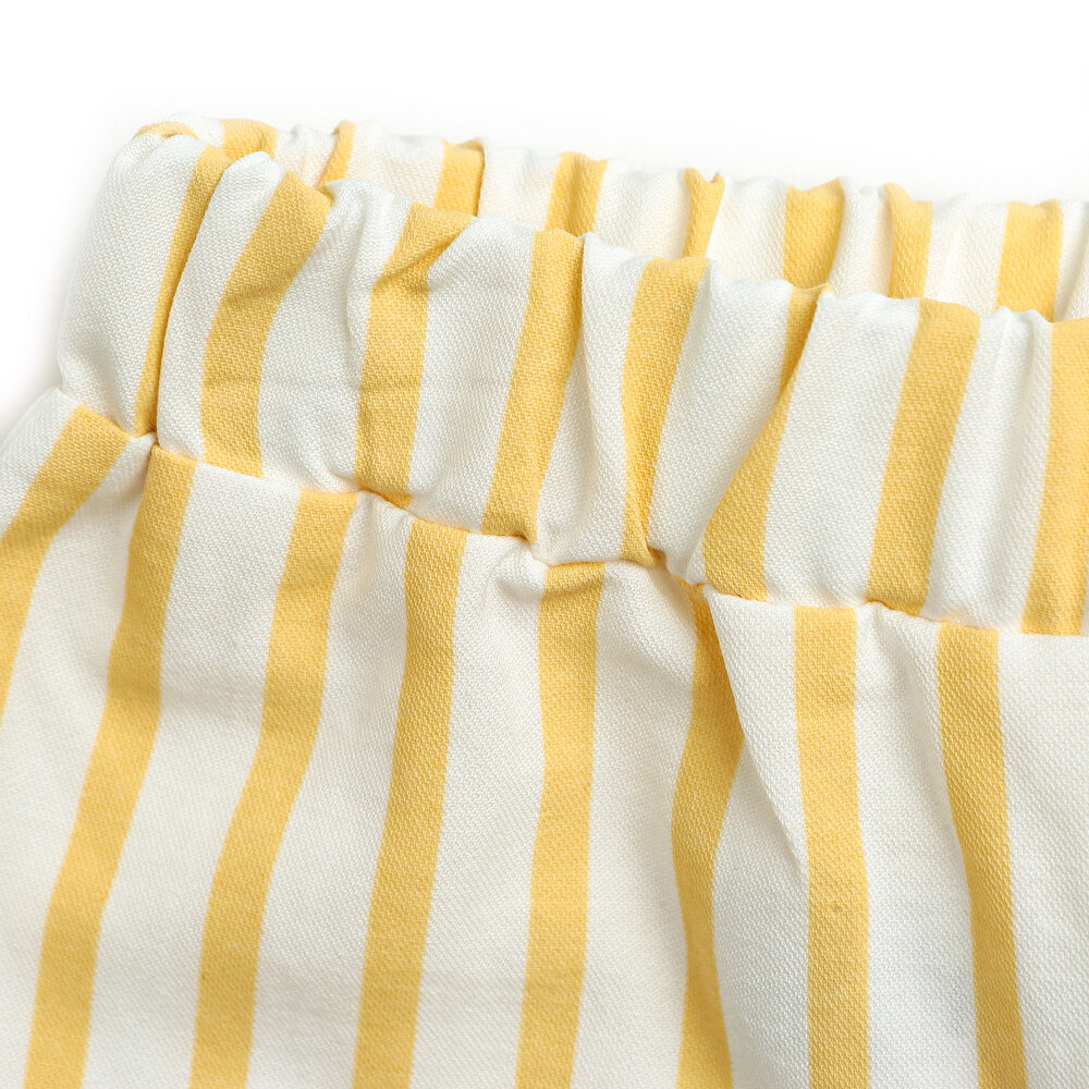 Basic Kız Bebek Sarı Çizgili Bermuda Şort Kız Bebek